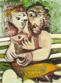 Paar assis sur un banc 1971 kubismus Pablo Picasso